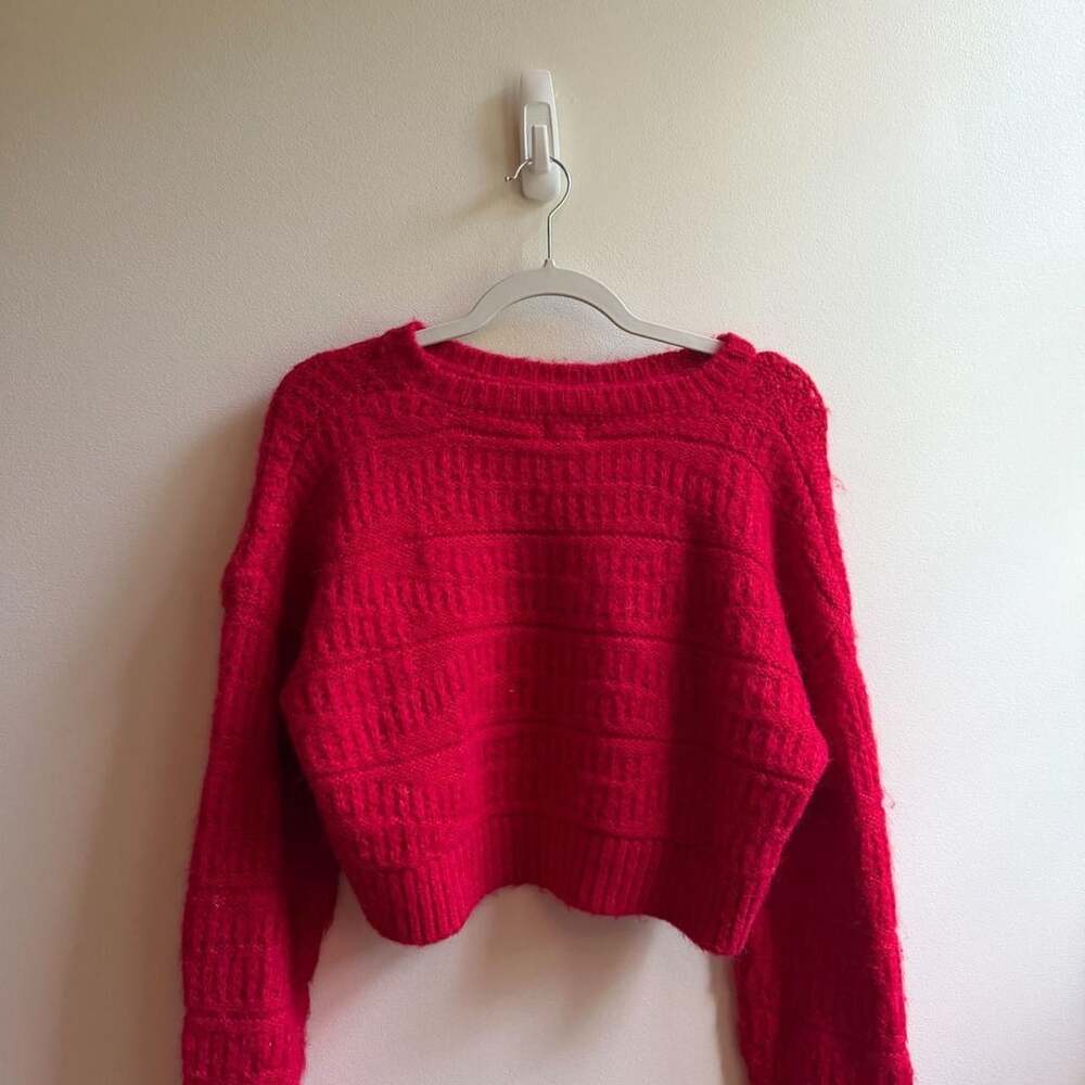 Cotton On Red Cropped Textured Sweater